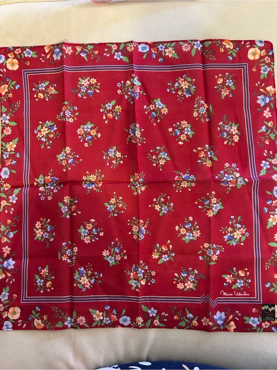 Mario Valentino Accessories - Mario Valentino Red Floral cotton neckerchief, bag /hair accessory NWT